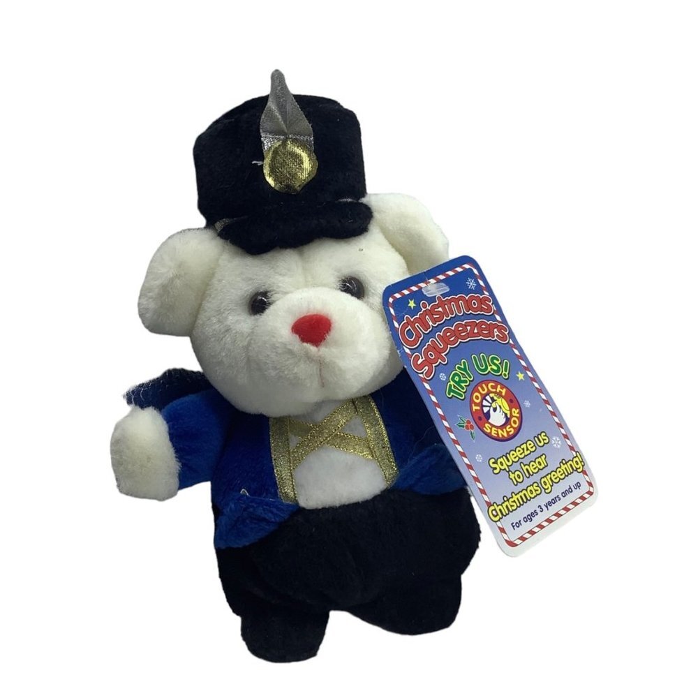 Vtg 1996 T.L. Toys Marching Band Bear Plush‎ Christmas Squeezers Musical WORKS